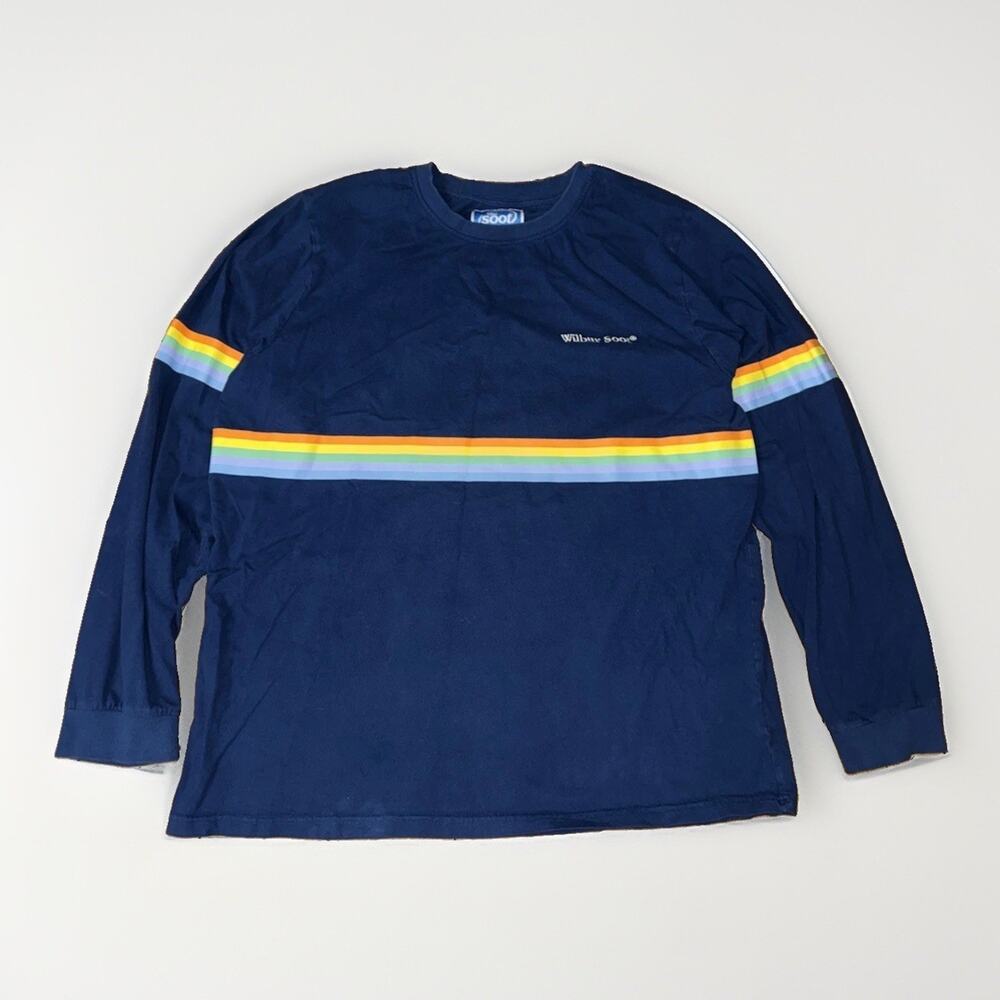 Wilbur Soot OS-1.2 Long Sleeve Rainbow Stripe Shirt Blue 3XL 24x29